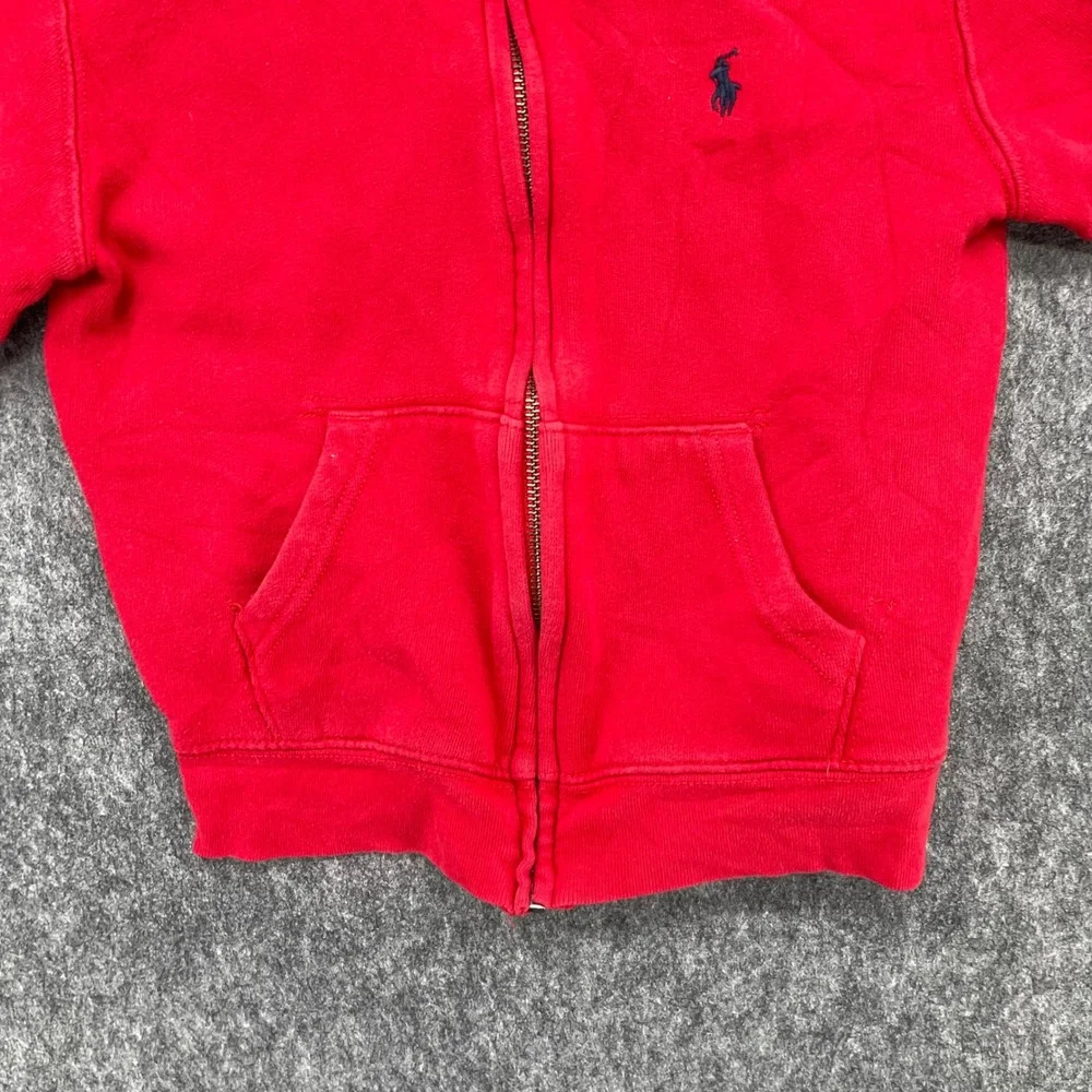Polo Ralph Lauren Hoodie Boys Red Zip and Gray Joggers Tracksuit Set Size 6